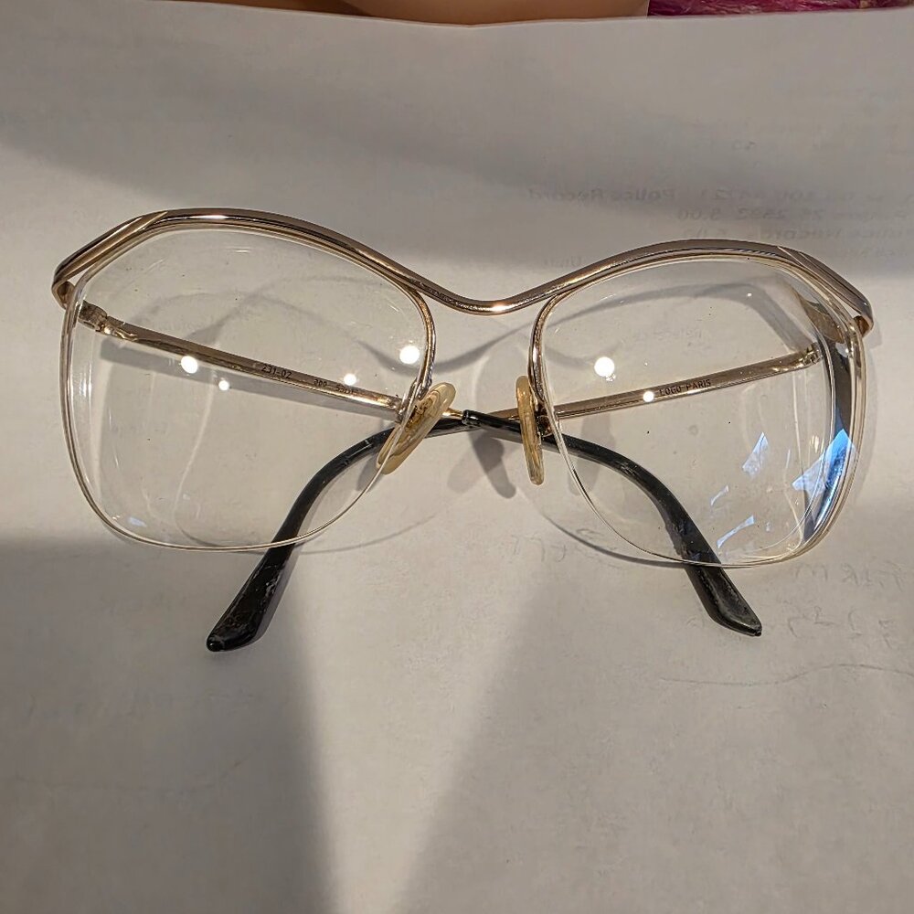 Logo Paris Gold Metal Half Rim Frame Eyeglasses 231-02 000 53 15